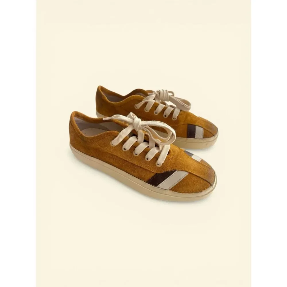 Re/Done 70’s low top striped brow suede sneakers athletic shoes size 6.5